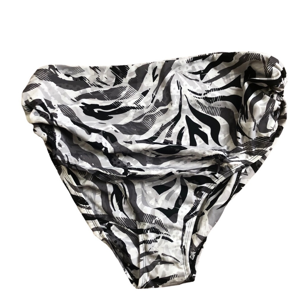 Swimsuits For All Ruched High Waisted Swim Bottom Size 20 Gray Black Print